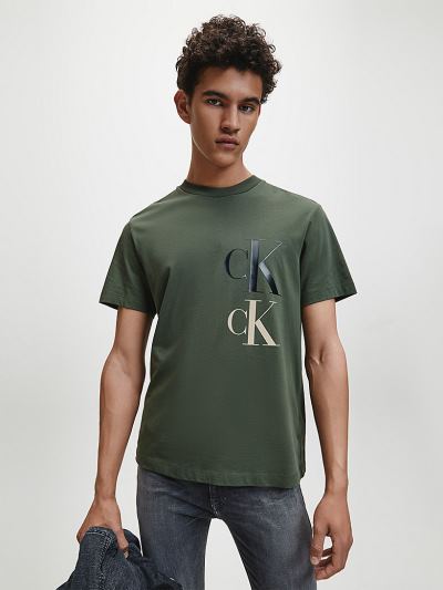 Calvin Klein Ruhák HU733419 | Calvin Klein Recycled Cotton Férfi Póló MélyOlivazöld